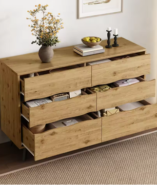 Moderne Ladekast met 6 Lades – Houten Sideboard 120×40×75,5 cm
