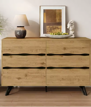 Moderne Ladekast met 6 Lades – Houten Sideboard 120×40×75,5 cm