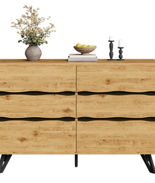 Moderne Ladekast met 6 Lades – Houten Sideboard 120×40×75,5 cm