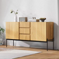 Dressoir met 2 Deuren & 3 Lades – Modern Sideboard met Metalen Poten 140×40×75 cm