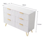 Moderne Ladekast met 4–6 Lades – Witte Dressoir met Gouden Handgrepen & Metalen Poten