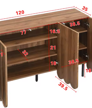 Modern Houten Sideboard – Dressoir met 2 Deuren & Verstelbare Planken 120×35×80 cm