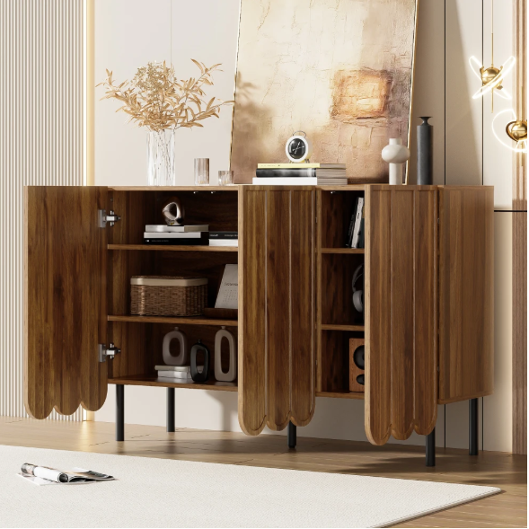 Modern Houten Sideboard – Dressoir met 2 Deuren & Verstelbare Planken 120×35×80 cm