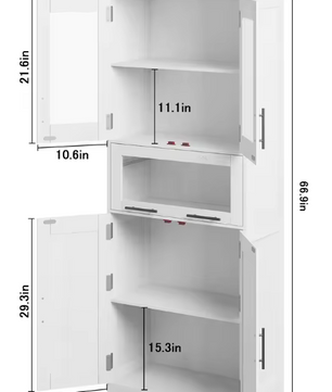 Hoge Badkamerkast – Smalle Opbergkast met Deuren & Verstelbare Planken 60×30×170 cm