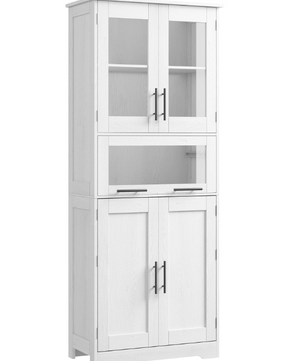 Hoge Badkamerkast – Smalle Opbergkast met Deuren & Verstelbare Planken 60×30×170 cm