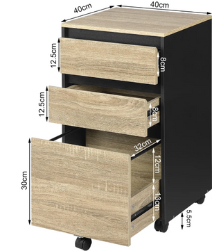 Mobiele Archiefkast met 3 Lades – Industriële Rolkast 40×70×40 cm