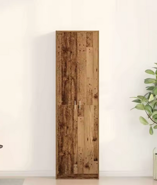 Vintage Houten Kledingkast met Deur & Legplanken – 55×25×189 cm