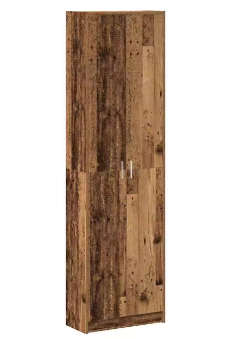 Vintage Houten Kledingkast met Deur & Legplanken – 55×25×189 cm