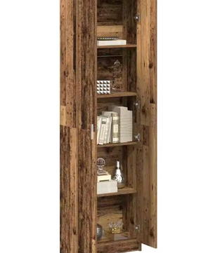 Vintage Houten Kledingkast met Deur & Legplanken – 55×25×189 cm