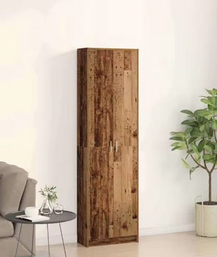 Vintage Houten Kledingkast met Deur & Legplanken – 55×25×189 cm
