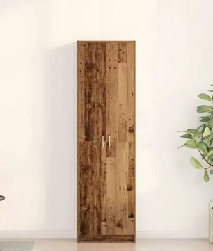 Vintage Houten Kledingkast met Deur & Legplanken – 55×25×189 cm