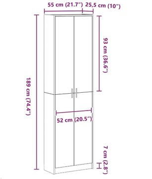 Vintage Houten Kledingkast met Deur & Legplanken – 55×25×189 cm