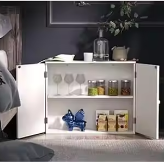 Witte Opbergkast met 2 Deuren – Vrijstaand & Wandkast, MDF, Verstelbare Plank