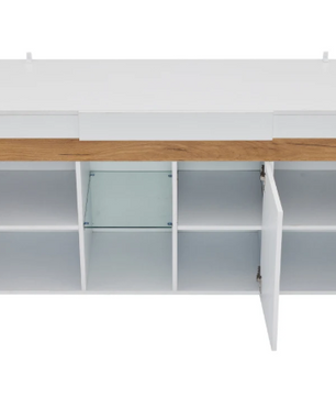 Dressoir met LED Verlichting – Witte Opbergkast met App-Control 140×40×70 cm
