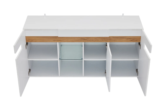 Dressoir met LED Verlichting – Witte Opbergkast met App-Control 140×40×70 cm