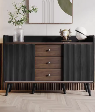 Moderne Dressoirkast met 3 Lades – Opbergkast met Schuifdeuren & Legplanken 117,5×40×80 cm