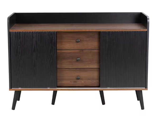 Moderne Dressoirkast met 3 Lades – Opbergkast met Schuifdeuren & Legplanken 117,5×40×80 cm