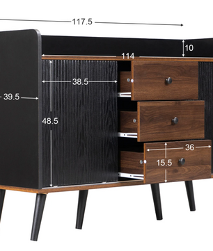 Moderne Dressoirkast met 3 Lades – Opbergkast met Schuifdeuren & Legplanken 117,5×40×80 cm