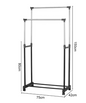 Verstelbaar Kledingrek op Wielen – Dubbele Stang & Legplank 75×42×150 cm