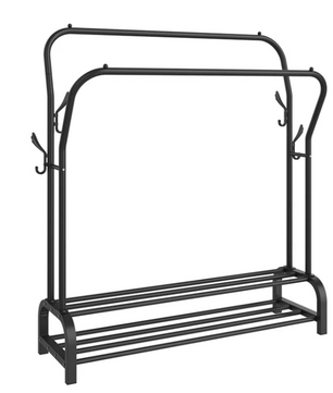 Dubbel Kledingrek met Schoenenrek – Staand Opbergrek 146×110×35 cm