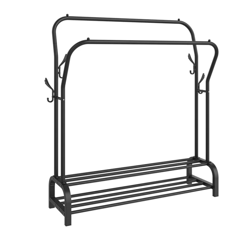 Dubbel Kledingrek met Schoenenrek – Staand Opbergrek 146×110×35 cm