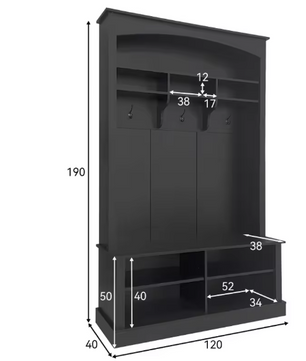 Kapstok met Schoenenbank – Garderoberek met 6 Haken & Zitbank, 120×40×191 cm