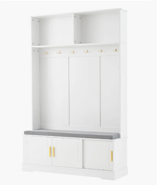Kapstok met Schoenenbank – Garderoberek met 6 Haken & Zitbank, 120×40×191 cm