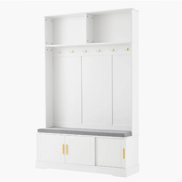 Kapstok met Schoenenbank – Garderoberek met 6 Haken & Zitbank, 120×40×191 cm