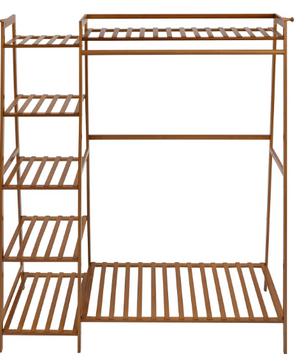 Bamboe Kledingrek met 7 Opbergplanken & Hanger – Stabiel & Ruimtebesparend