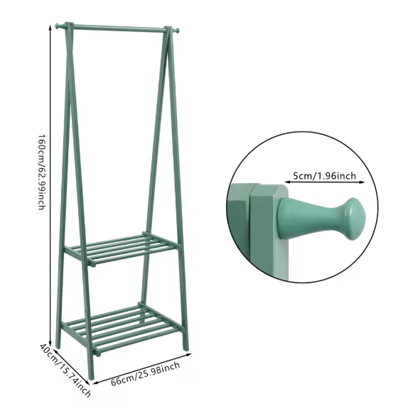 Bamboe Kledingrek Opvouwbaar – Kapstok met Kledingstang & Planken 66×40×160 cm
