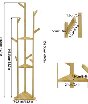 Bamboe Hoekkledingrek met 9 Haken & Planken – Ruimtebesparend en Stabiel