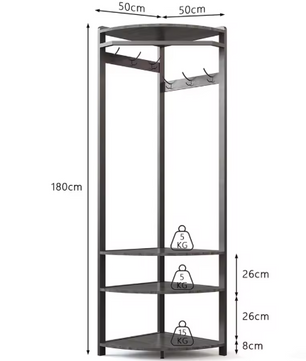 Hoekkledingrek met Schoenenbank – 3-in-1 Kapstok & Opbergrek