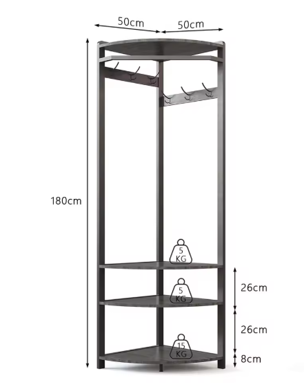 Hoekkledingrek met Schoenenbank – 3-in-1 Kapstok & Opbergrek