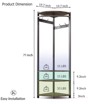 Hoekkledingrek met Schoenenbank – 3-in-1 Kapstok & Opbergrek