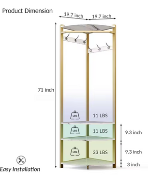 Hoekkledingrek met Schoenenbank – 3-in-1 Kapstok & Opbergrek