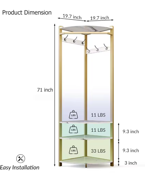 Hoekkledingrek met Schoenenbank – 3-in-1 Kapstok & Opbergrek