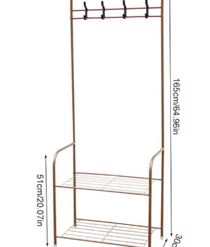 Vrijstaand Kledingrek met Schoenenrek – Modern & Stabiel, Koffiekleur
