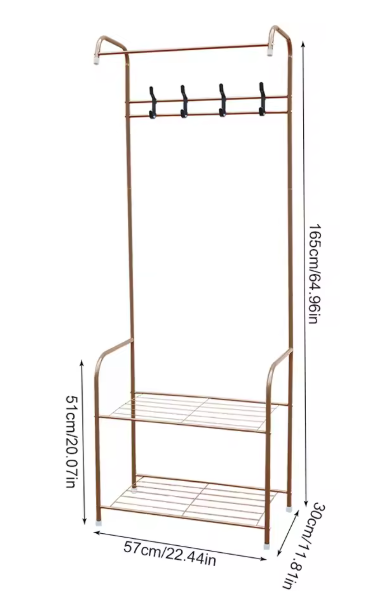 Vrijstaand Kledingrek met Schoenenrek – Modern & Stabiel, Koffiekleur