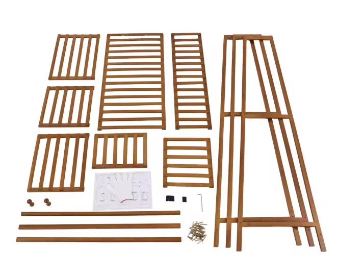 Bamboe Kledingrek met Legplanken – Open Kledingkast 110×40×140 cm