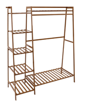 Bamboe Kledingrek met Legplanken – Open Kledingkast 110×40×140 cm