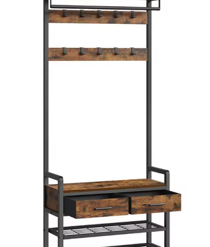 Kapstok met Schoenenbank en Lades – 6-in-1 Wandmeubel 181,6 cm