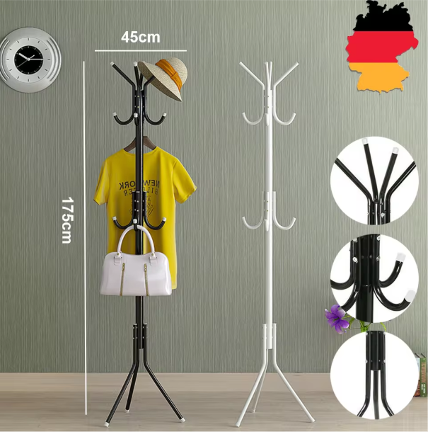 Staande Kapstok met 12 Haken – Metalen Kleding- en Hoedenrek 175 cm