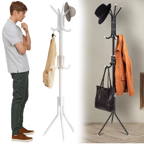 Staande Kapstok met 12 Haken – Metalen Kleding- en Hoedenrek 175 cm
