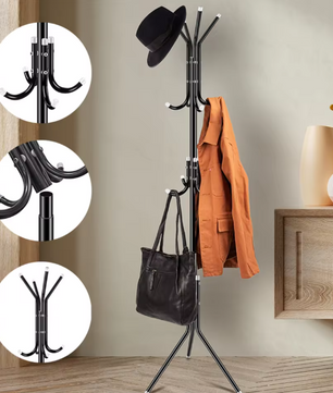 Staande Kapstok met 12 Haken – Metalen Kleding- en Hoedenrek 175 cm