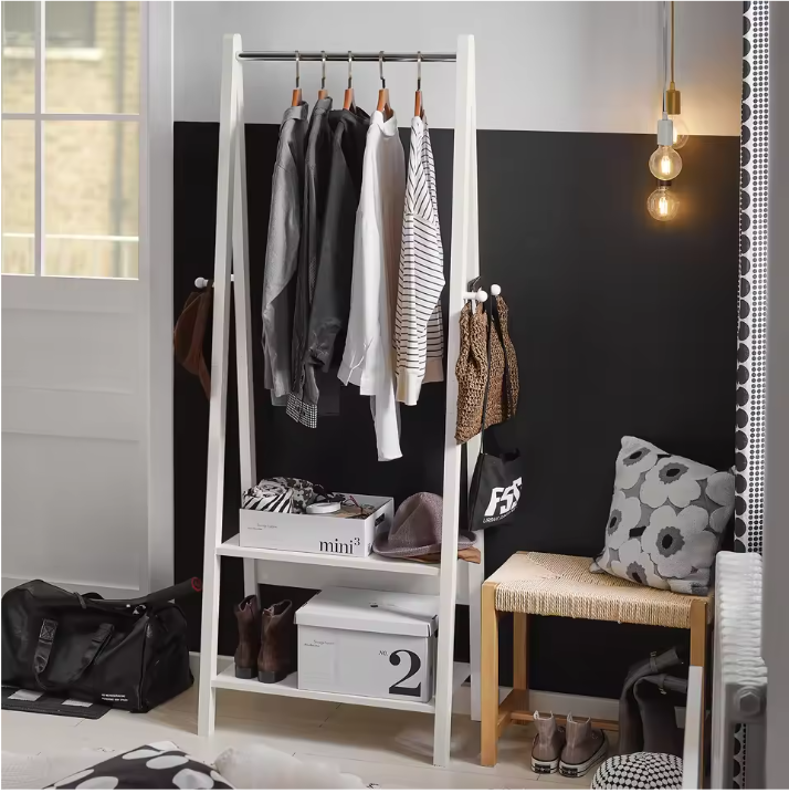Kledingrek met Legplanken en Haken – Staande Kapstok 66×39×180 cm
