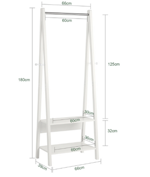 Kledingrek met Legplanken en Haken – Staande Kapstok 66×39×180 cm