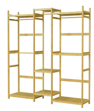 Bamboe Kledingrek met Legplanken – Open Kledingkast 177×41,5×196 cm