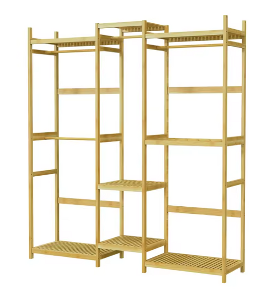 Bamboe Kledingrek met Legplanken – Open Kledingkast 177×41,5×196 cm