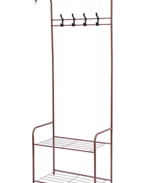 Staand Kledingrek met 2 Planken en 4 Haken – Metalen Garderoberek 165 cm