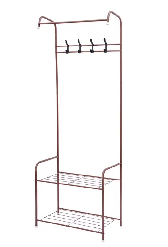 Staand Kledingrek met 2 Planken en 4 Haken – Metalen Garderoberek 165 cm